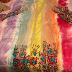 BOHO light pink embroidered duster